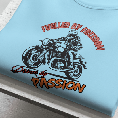 Driven by Passion T-Shirt (Maroon & Light Blue)