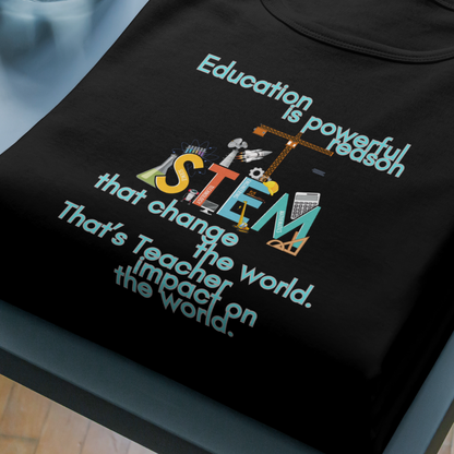 Teacher Build the World T-Shirt (Black & Coral)