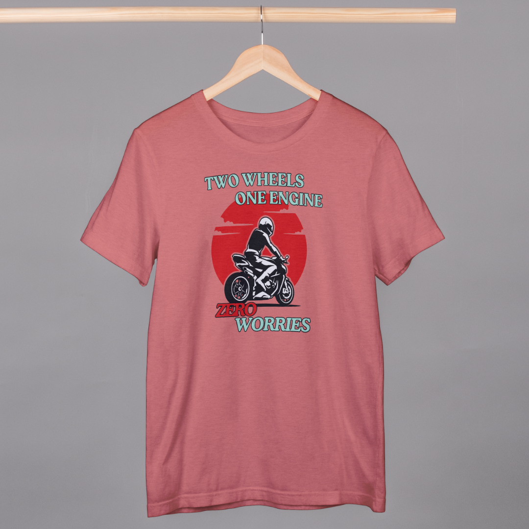 Zero Worries Biker T-shirt (Coral & Petrol Blue)