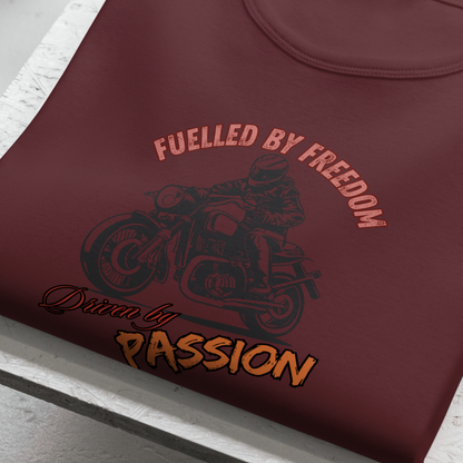 Driven by Passion T-Shirt (Maroon & Light Blue)