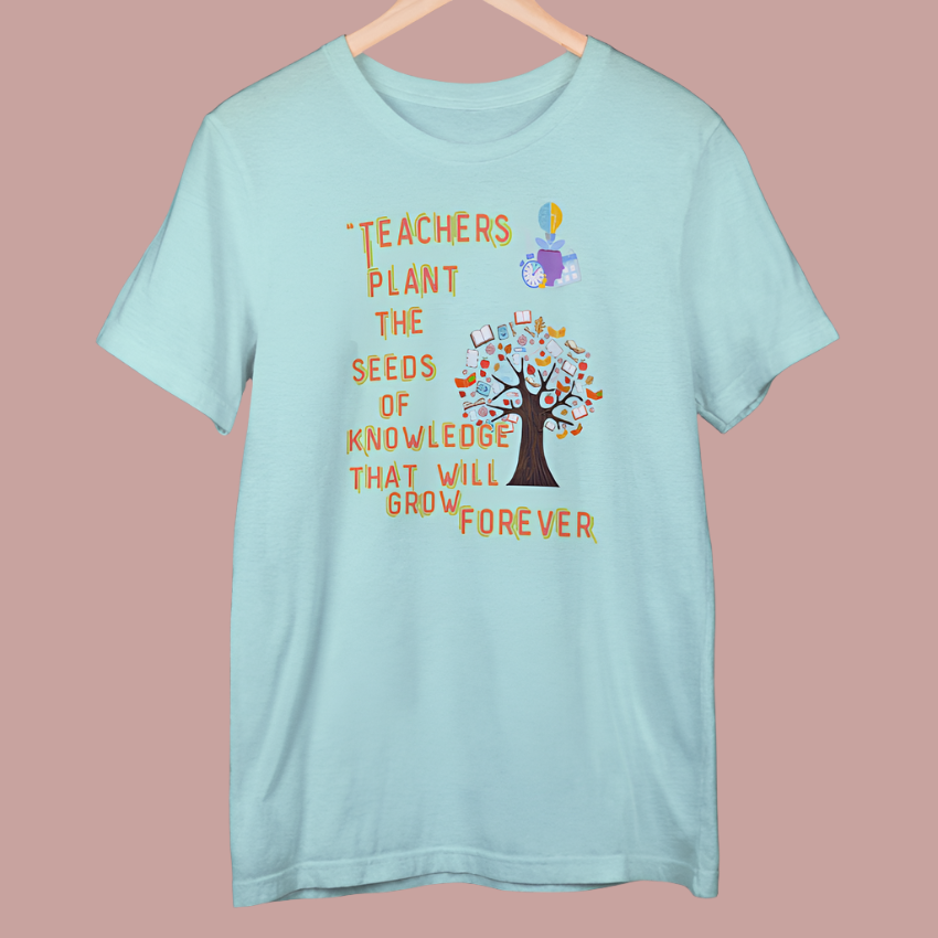 Teacher Plant the Seeds T-Shirt (Mint & Petrol Blue)