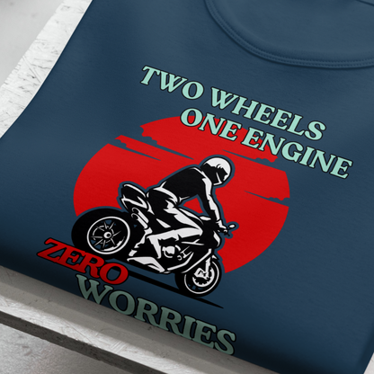 Zero Worries Biker T-shirt (Coral & Petrol Blue)