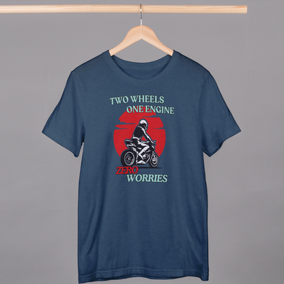 Zero Worries Biker T-shirt (Coral & Petrol Blue)