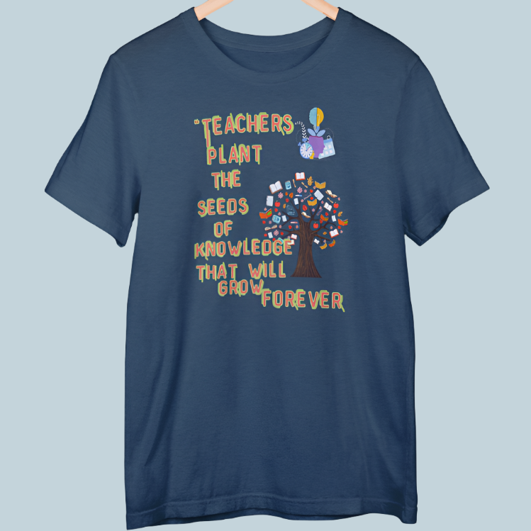 Teacher Plant the Seeds T-Shirt (Mint & Petrol Blue)